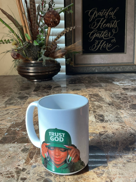Trust God, He will make it happen mug